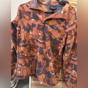 Patagonia Synchilla Rust and Blue Patterned Fleece